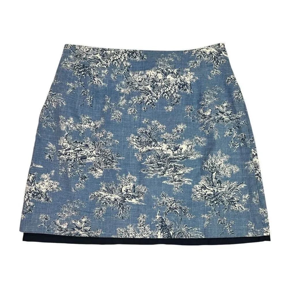 B The Collection Toile Blue Bee Button Skirt - Picture 2 of 6